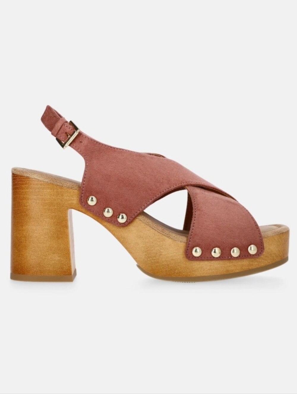 Women’s Pink Suede Crisscross Platform Sandals.  T17
